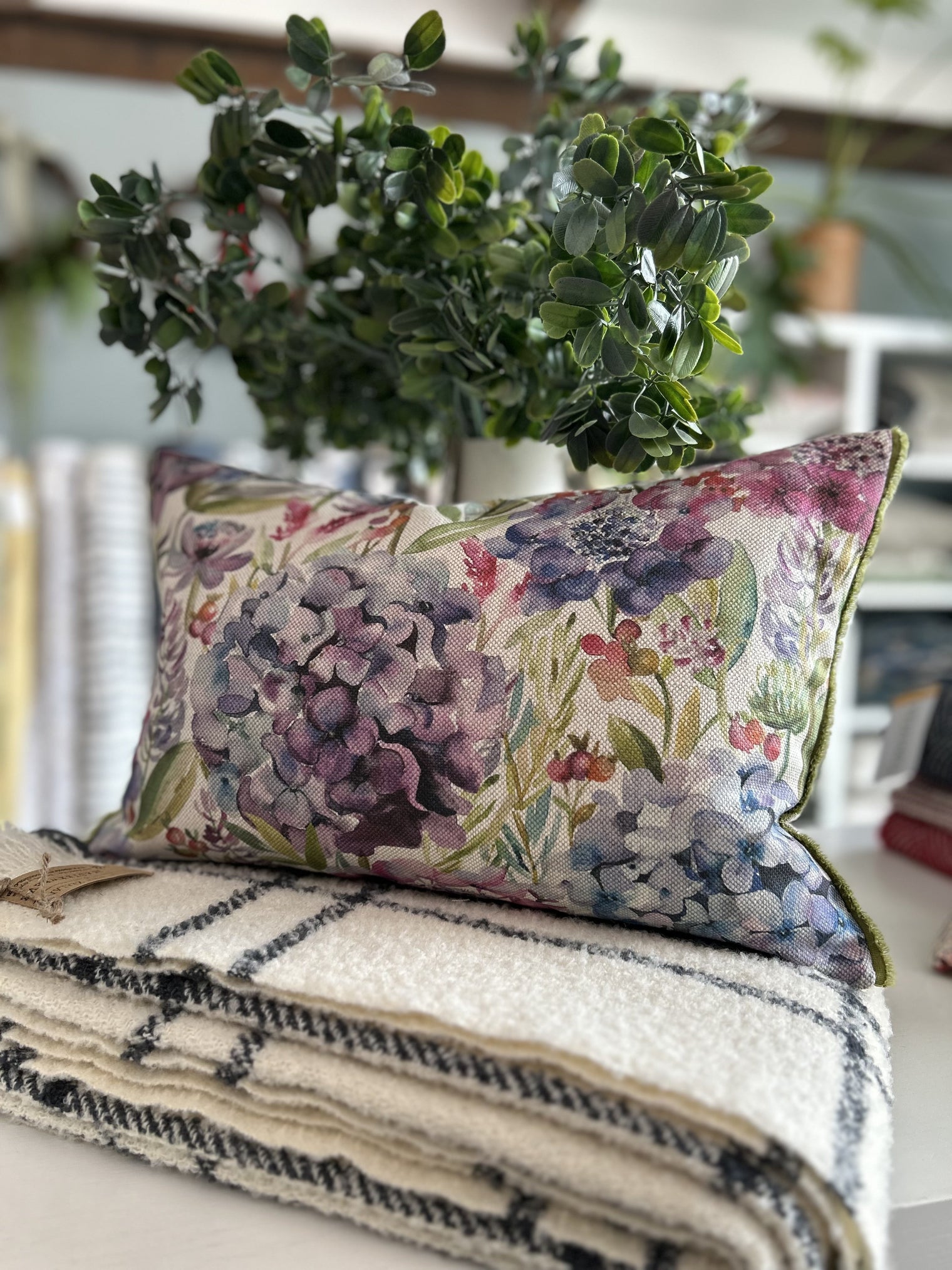 Voyage Hydrangea Cushion - 35x50cm FABRIC HOUSE
