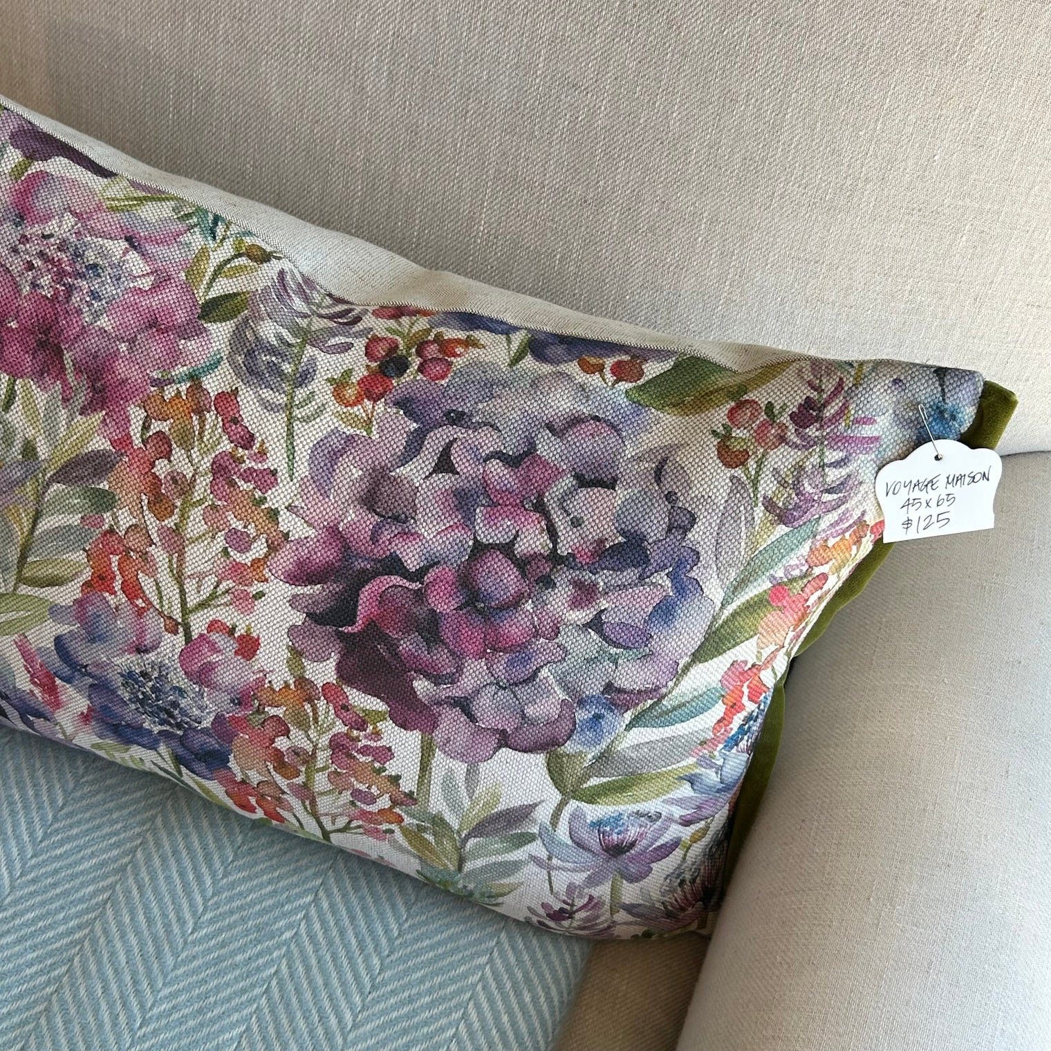 Voyage Hydrangea Cushion 45x66cm FABRIC HOUSE