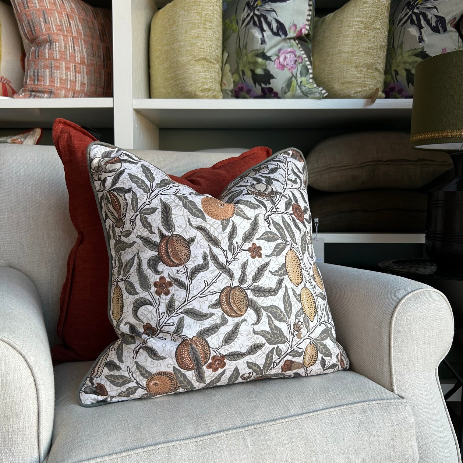 William Morris Fruit Flax Cushion FABRIC HOUSE