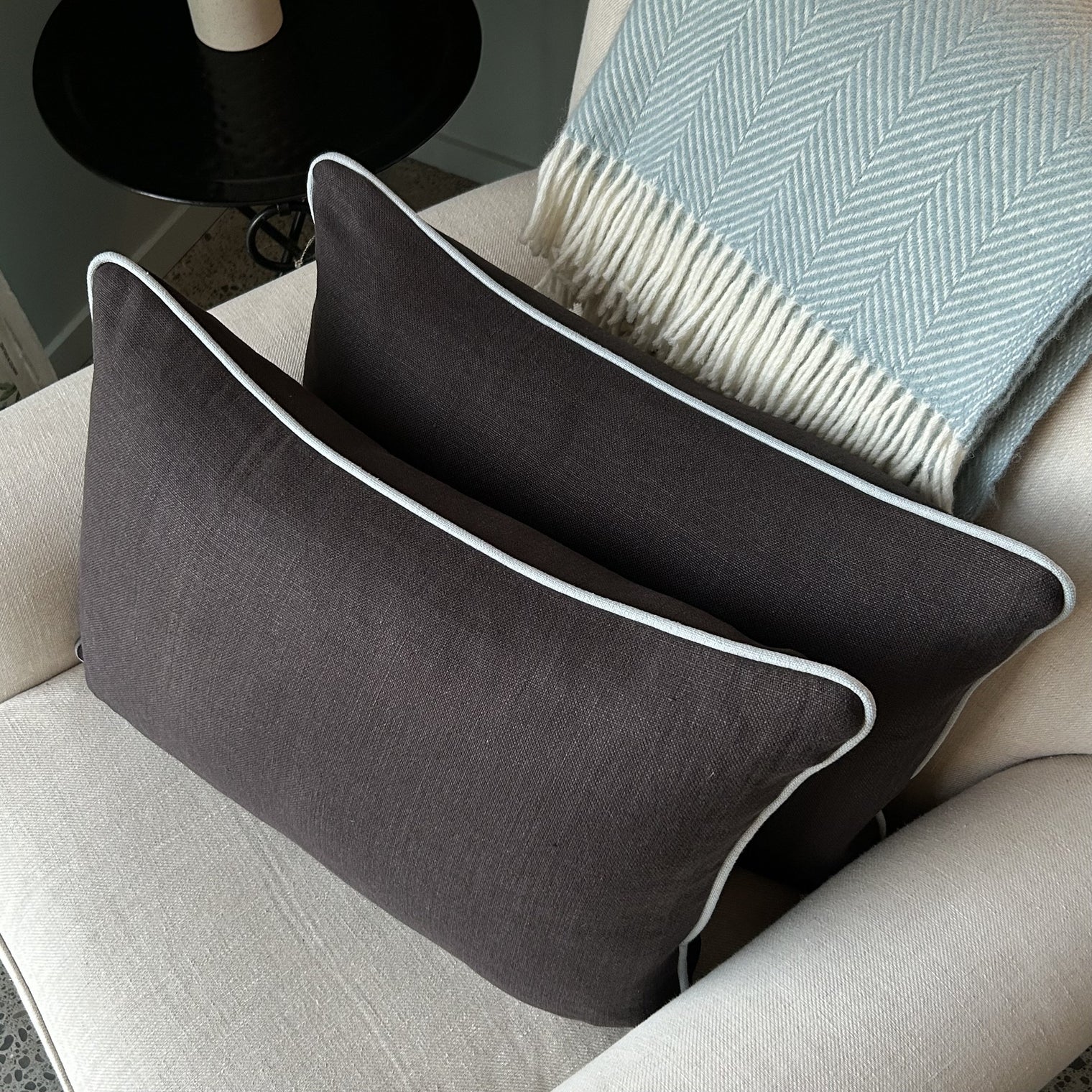 Tela Linen Piped Cushion Not specified