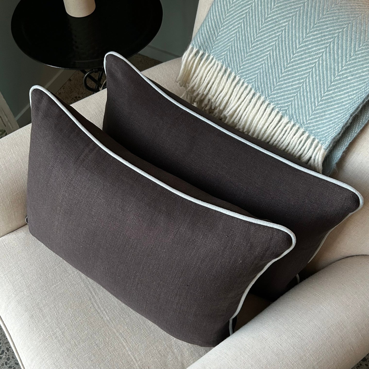 Tela Linen Piped Cushion Not specified