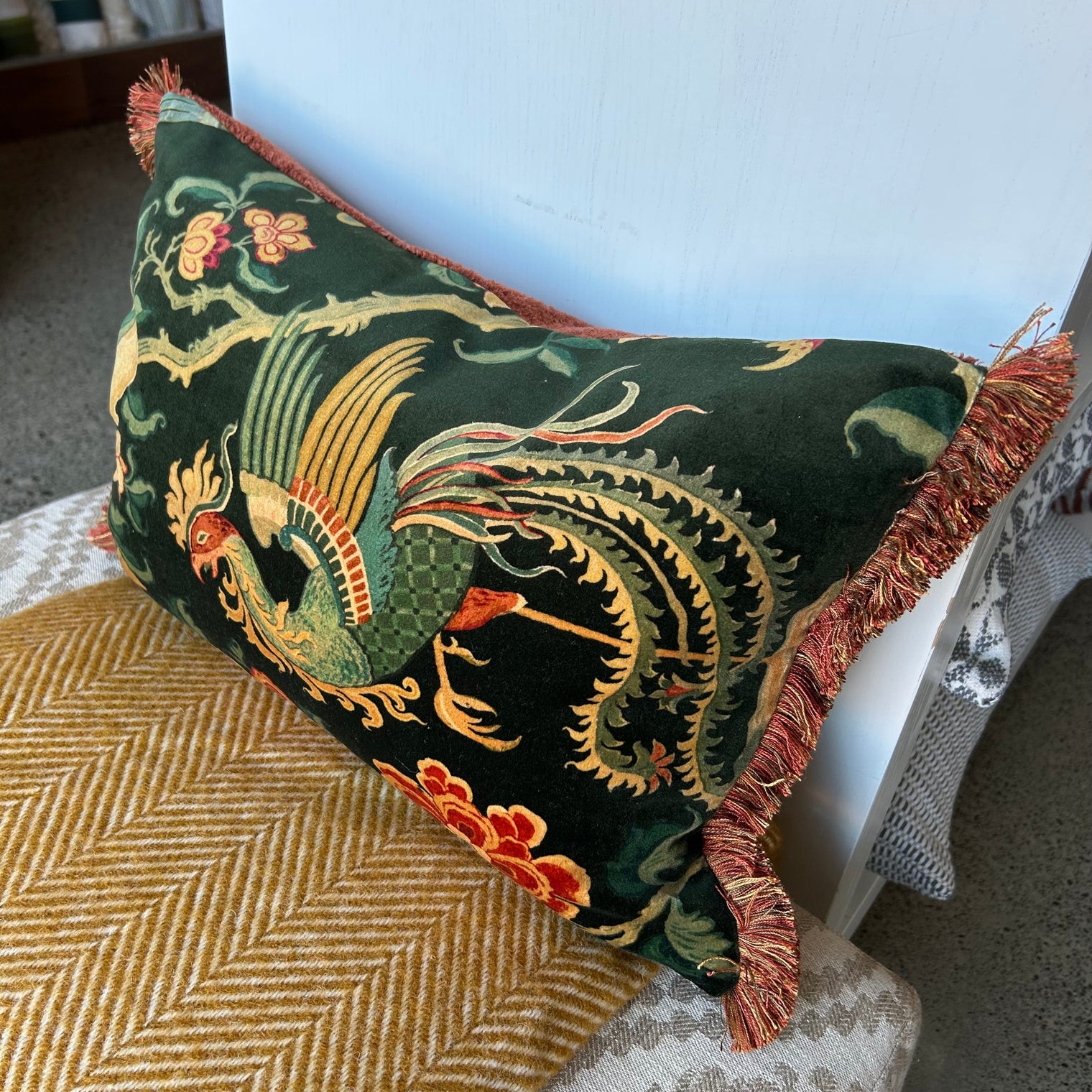 Chifu Velvet Cushion w Ruche FABRIC HOUSE