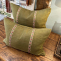 Tela Linen Cushion w Embroidered Rose Trim FABRIC HOUSE